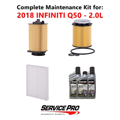 2018 INFINITI Q50 2.0L Complete Air, Oil & Cabin Filter Kit (0W-40) - Image 1 of 4