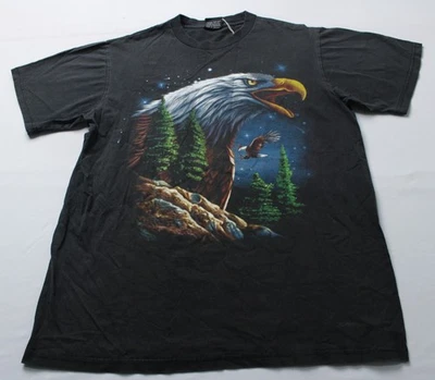 Camiseta de metal pesado para hombre manga corta con gráfico de águila AP2 negra lavada grande Foto 1 de 4