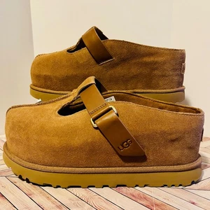 UGG Goldenstar Hi Clog Women 10 Chestnut Brown Suede Mary Jane Platform Shoes - Picture 1 of 9