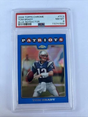2008 Topps Chrome Blue Refractor #3 Tom Brady Color Match PSA 8 - Image 1 of 2