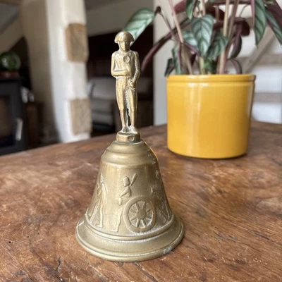 Vintage Brass Bell Napoleon Figure Table Bell Quirky Design Church School Yard - Image 1 of 4