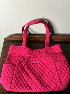 Vera Bradley Hot Pink Fuschia Raspberry Quilted Diamond Large Tote Bag Purse HTF - Bild 1 von 19