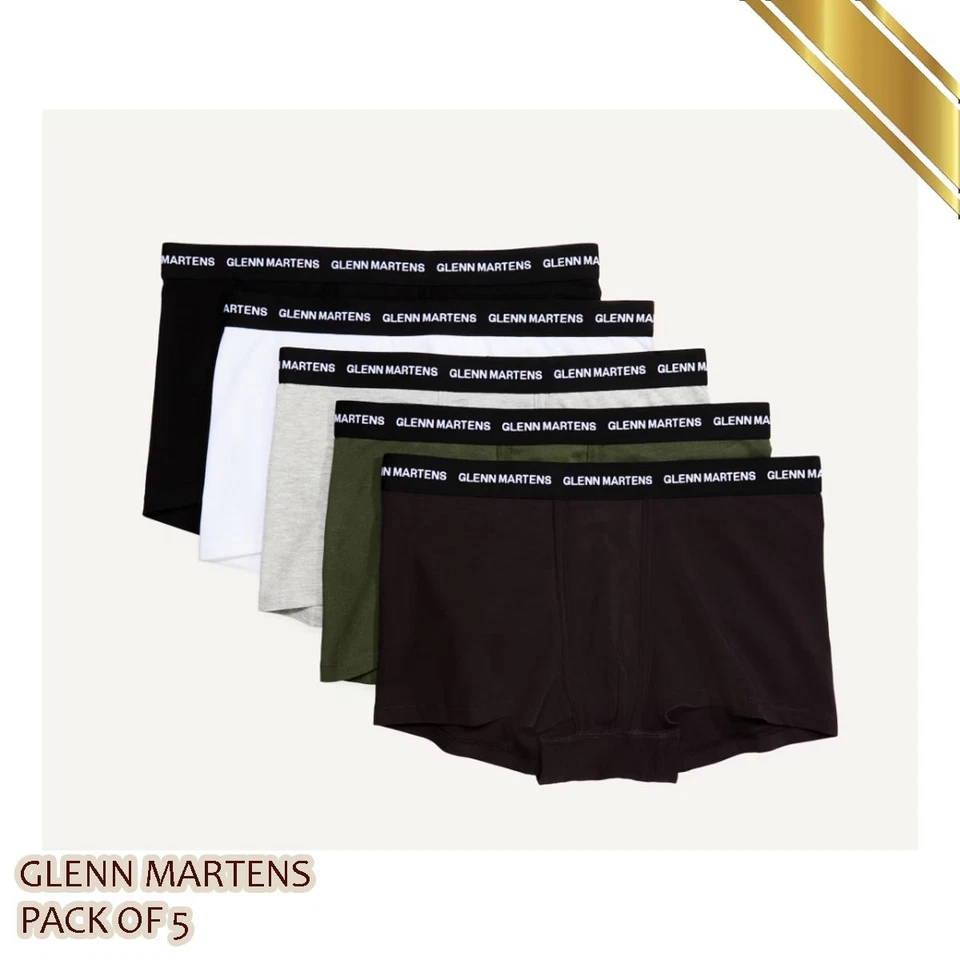 Paquete de 5 calzoncillos cortos para hombre H&M x Glenn Martens ropa interior parte inferior colores lisos Foto 1 de 4