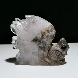 Natural Crystal Cluster Quartz Mineral Specimen,Hand Carved Squirrel Healing,Z62 - Picture 1 of 8