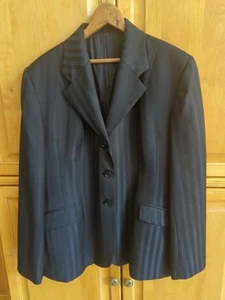 Marigold Riding Apparel Black Tone ON Tone Stripe Hunt Coat Size 16 - Picture 1 of 7