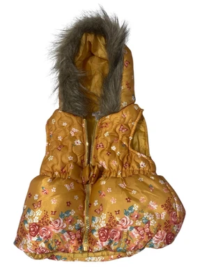 Chaleco de Invierno Little Lass Bebé Niñas 2T Piel Sintética Capucha Floral Mariposa Puffer Foto 1 de 4