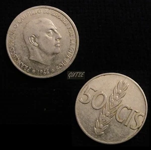 *GUTSE* FRANCO-1559, 50 CÉNTIMOS 1966*19-68, ERROR (10a), REV. GIRADO 20º - Imagen 1 de 1