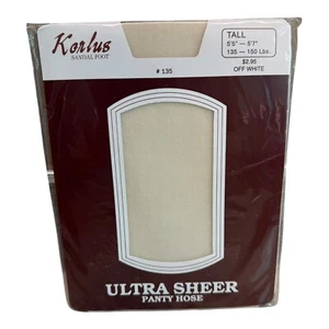 Vintage Korlus Ultra Sheer Pantyhose Sandalfoot Tall Off White 135-150lbs - Picture 1 of 2