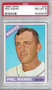 1966 Topps #28 Phil Niekro HOF NmMt PSA 8