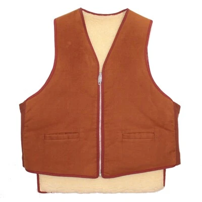 Chaleco de trabajo vintage para hombre talla mediana - grande marrón imitación gamuza piel de oveja Foto 1 de 4