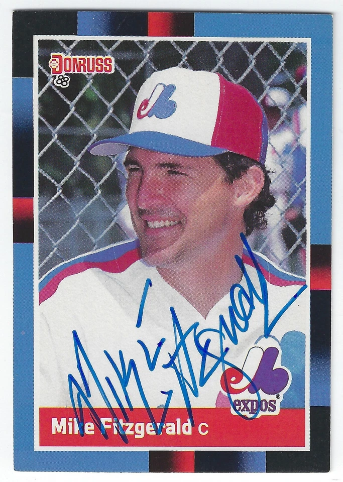MIKE FITZGERALD MONTREAL EXPOS SIGNED 1988 BASEBALL CARD ANGELS NEW YORK METS - Image 1 of 1