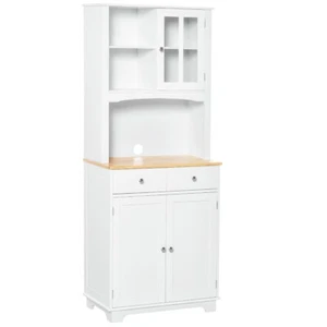 67" Kitchen Pantry Hutch Cabinet with Storage Buffet Countertop Microwave Shelf - Picture 1 of 20
