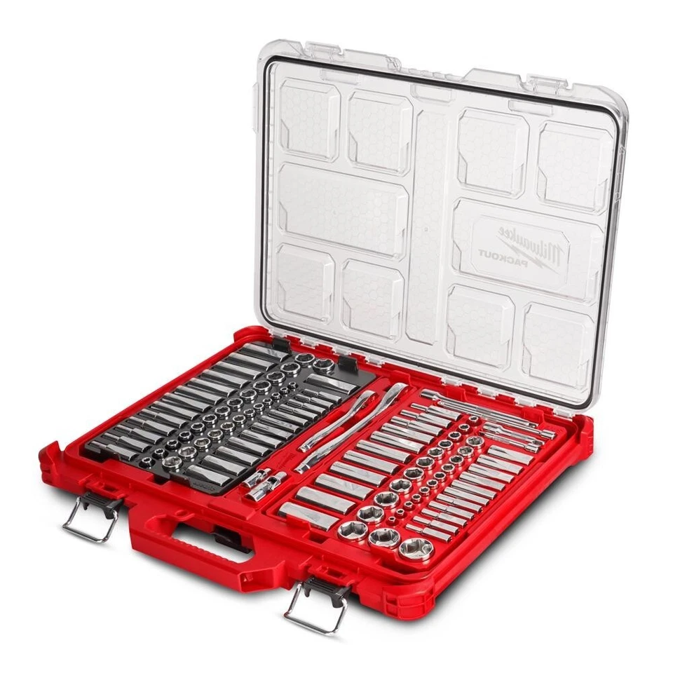 Milwaukee 48229486 106pce 1/4" and 3/8" PACKOUT Drive SAE and Metric Socket Set - image 1 of 1