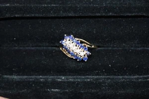 10K Yellow Gold Sapphire & Diamond Ring, 2.8 Grams, Size 9 1/2 - Imagen 1 de 8