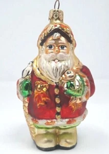 Christopher Radko Santa Ornament Figurine Glass 1998 Woodland Poland Vtg 4.5" - Picture 1 of 9