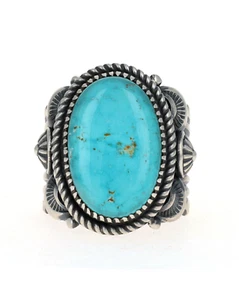 12.75 - Natural Morenci Turquoise Ring By Navajo Artist Delbert Gordon - Picture 1 of 4