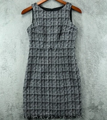 AGB Petite Vestido Mujer Negro Tweed Vestido Talla 2P Vestido Vaino Flecos Sin Mangas Foto 1 de 4
