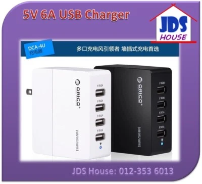 4 Port USB Charger Wall Travel Adapter Station 5V 6A ORICO DCA-4U - Image 1 of 4