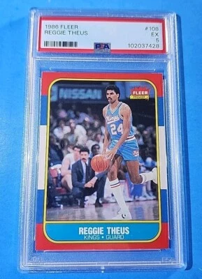 1986 FLEER BASKETBALL #108 REGGIE THEUS PSA 5 absurd undergrade - Image 1 of 2