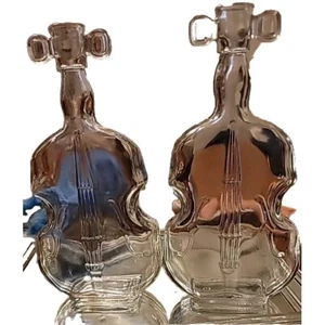 Pair Of Vintage Bohemian Cello Glass Bottle 8.5" Tall - Picture 1 of 6