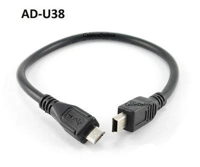 8inch USB 2.0 Micro-B to USB Mini-B Male/Male Adapter Cable, CablesOnline AD-U38 - Image 1 of 3