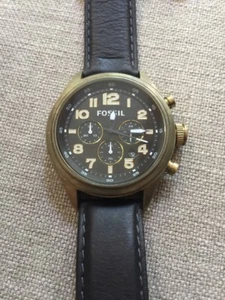 Fossil Vintage Bronze Chronograph Uhr schwarz Lederband DE5000 - Bild 1 von 8