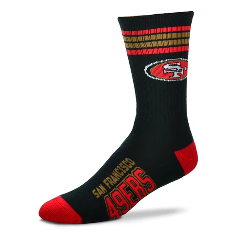San Francisco 49ers NFL 4-Stripe Deuce Crew Socks Medium 5-10 FREE SHIP! Cover