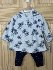 Carters Child of Mine Flower Hood Fleece Top Polka Dot Legging Bottoms 0-3 Monate - Bild 1 von 2
