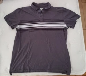 Hang Ten Gray Striped White Black Short Sleeve Polo Shirt L Surf Skate Casual - Picture 1 of 3