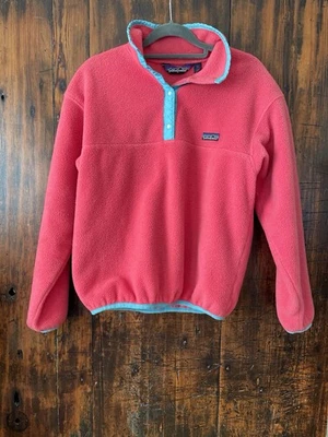 Patagonia Made in USA Synchilla Snap T Pink Aqua Fleece Size 10 - Image 1 of 4