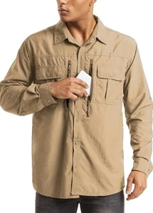 MAGCOMSEN Mens UPF 50+ Sun Protection Shirt Button Down Long Sleeve Shirt Medium - Picture 1 of 8
