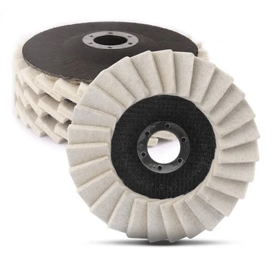 4x Filz Polierfächerscheibe Polierscheibe Winkelschleifer Fächerscheibe 125 mm - Bild 1 von 4
