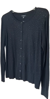 APT. 9 Suéteres Mujer Talla L Negro Adornado Manga L Botón Cuello Redondo Nuevo con Etiquetas Foto 1 de 4