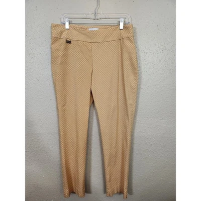 Peck & Peck Pull On Pants Yellow White Geometric Print Career Casual Size 16 - Image 1 of 4