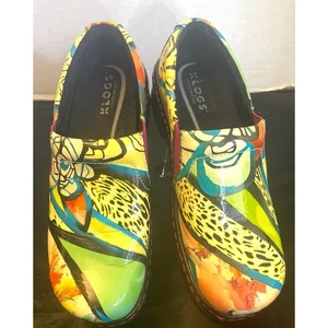 Zuecos Klogs Nápoles Talla 8 M Charol Multicolor Floral Sin Cordones - Imagen 1 de 11