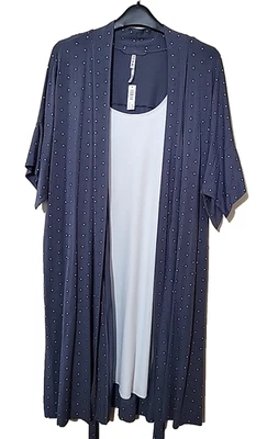 Bata Soma Cool Nights Azul Pizarra Bolsillos Corbata Interior Suave Rayón Elastizada S Med Foto 1 de 4