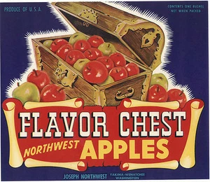 *Original* FLAVOR CHEST Pirate Treasure Booty Washington Apple Label NOT A COPY! - Picture 1 of 1
