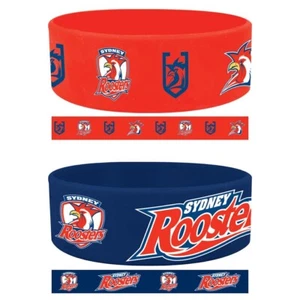 Sydney Roosters NRL Team Logo Silicone Wristbands Set Of 2 - Picture 1 of 3