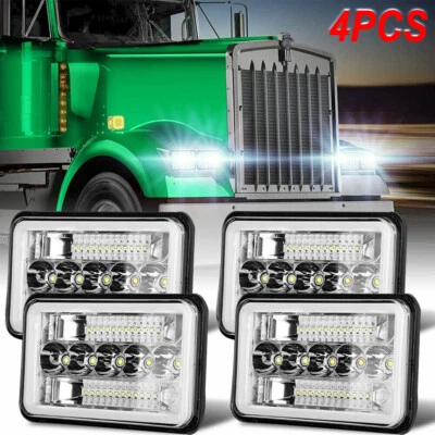 Faros LED 4x6"" sellados haz DRL alto/bajo para Kenworth T400 T800 T600A W900 4 piezas Foto 1 de 4