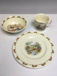 Juego de 3 piezas de plato para niño de colección Royal Doulton Bunnykins inglés china - Imagen 1 de 7