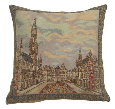 Belgian 16x16 Grand Place Brussels Cushion Cover by Charlotte Home Furnishings - Image 1 of 4