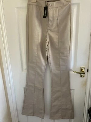 Boohoo tall flared Pu High waisted trousers size 8 - New - Image 1 of 3