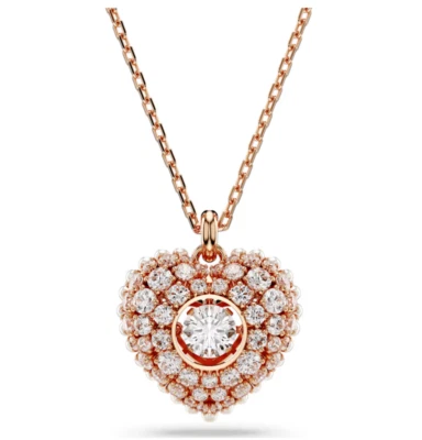 Swarovski 5680402 Pendente Hyperbola Cuore Bianco Placcato Oro Rosa - Immagine 1 di 2