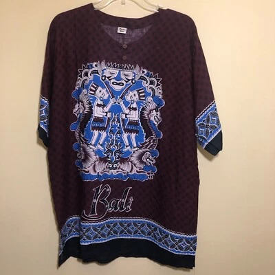 Bali Mens Shirt Tourist Art Pullover Hawaiian Asian Dragon *NO SIZE TAG* - Image 1 of 4