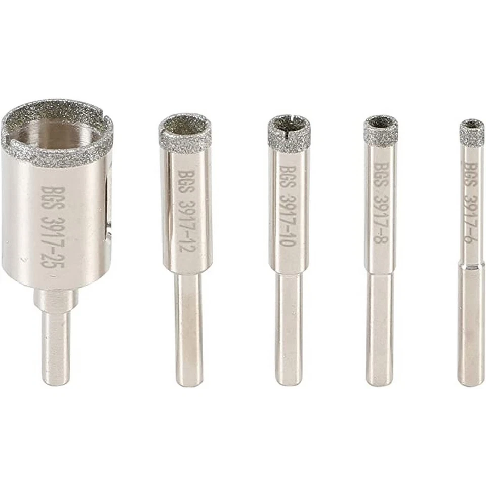 PROMO JEU DE 5 TREPANS FORETS MECHES DIAMANT DE 6, 8, 10, 12, 25mm SCIE CLOCHES - Photo 1/1