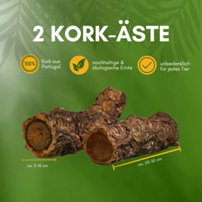 2 Kork Äste im Set, für Terrarien, Vogel- und Nagerkäfige, aus Portugal - Bild 1 von 4