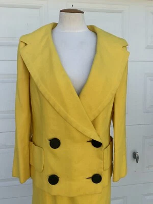 Vintage Pauline Trigere Yellow Jacket Skirt Suit Small/med - Image 1 of 4
