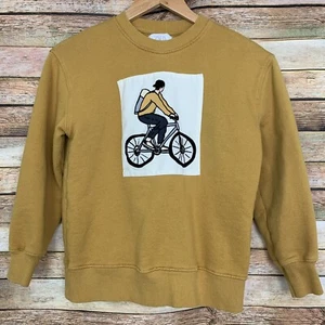 Zara Kids Mustard Bicycle Sweatshirt Size 9 - Picture 1 of 10
