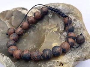 Pulsera Macramé Piedras Preciosas Todas 10mm Redondas Caoba Obsidiana Cuentas Mate - Imagen 1 de 3