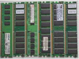 (6 Total) MEMORY MODULES, (Five) 512MB MEMORY MODULES, (One) 2GB MEMORY MODULE. - Picture 1 of 5